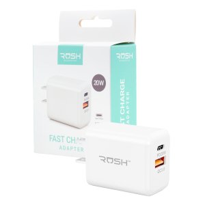 Rush Type C and USB-A Wall Fast Charging Power Adapter | PD | 20W